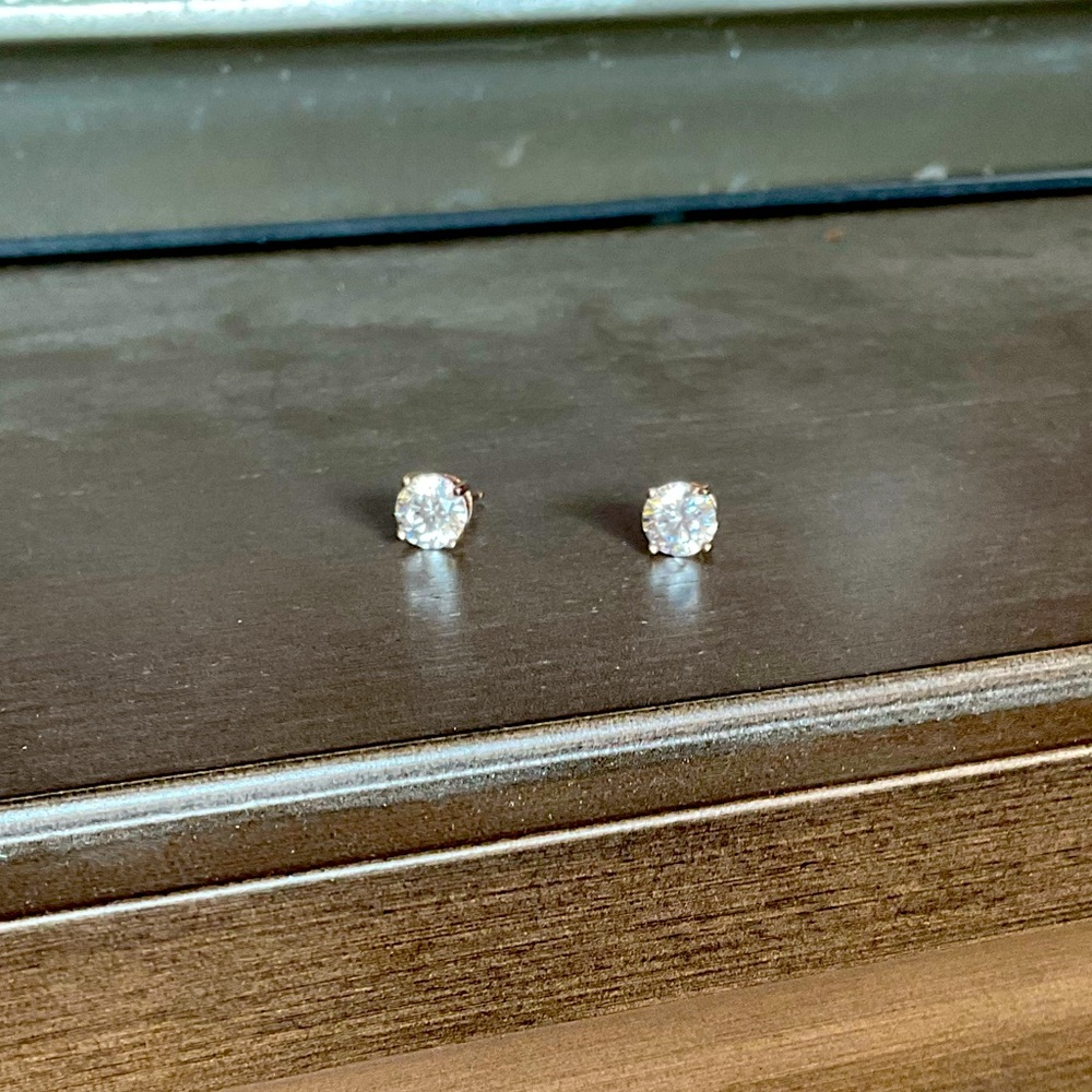 Diamonique rose gold stud earrings